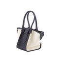 Mini Square Commuter Tote Handbag | Top Handle Handbag In Canvas & Leather Black & White