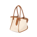 Classic Large Square Commuter Tote Handbag | Top Handle Handbag In Canvas & Leather Brown