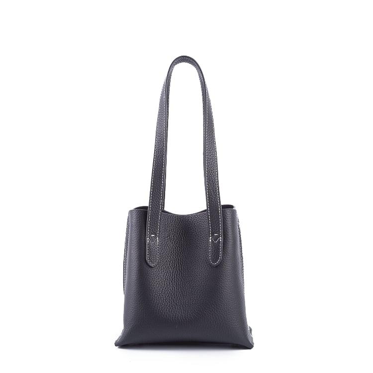 Black Top Grain Cow Leather Mini Tote Handbag | Shoulder Handbag | Bucket Handbag | Crossbody Bag Handbag | Hobo Handbag