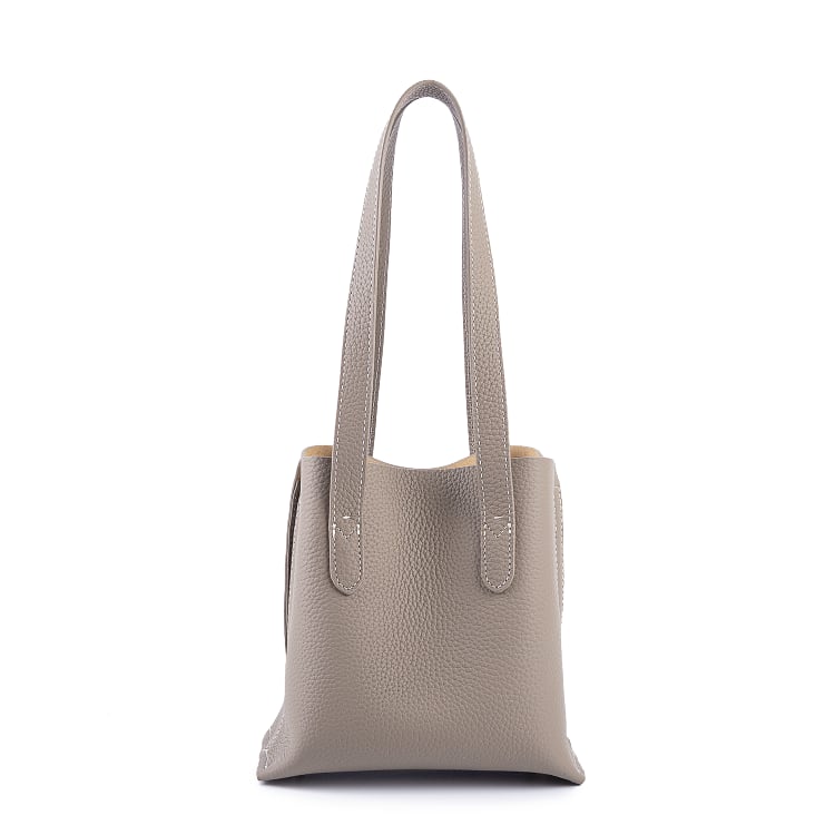 Grey Top Grain Cow Leather Mini Tote Handbag | Shoulder Handbag | Bucket Handbag | Crossbody Bag Handbag | Hobo Handbag