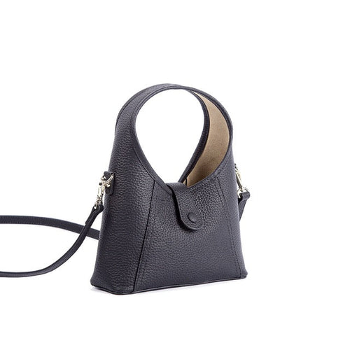 Baguette Crossbody Bag Hobo Handbag | Top Handle Handbag | Curved Shoulder Handbag In Leather