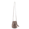 Khaki Semi Handmade Top Grain Cow Leather Lock Mini Bucket Handbag | Crossbody Bag Handbag