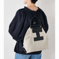Ina Variety Tote Handbag In Leather & Canvas Black