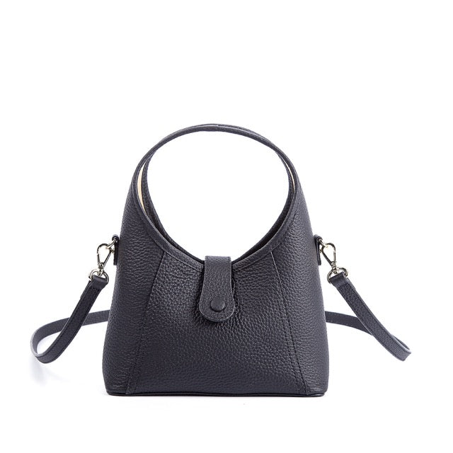 Baguette Crossbody Bag Hobo Handbag | Top Handle Handbag | Curved Shoulder Handbag In Leather
