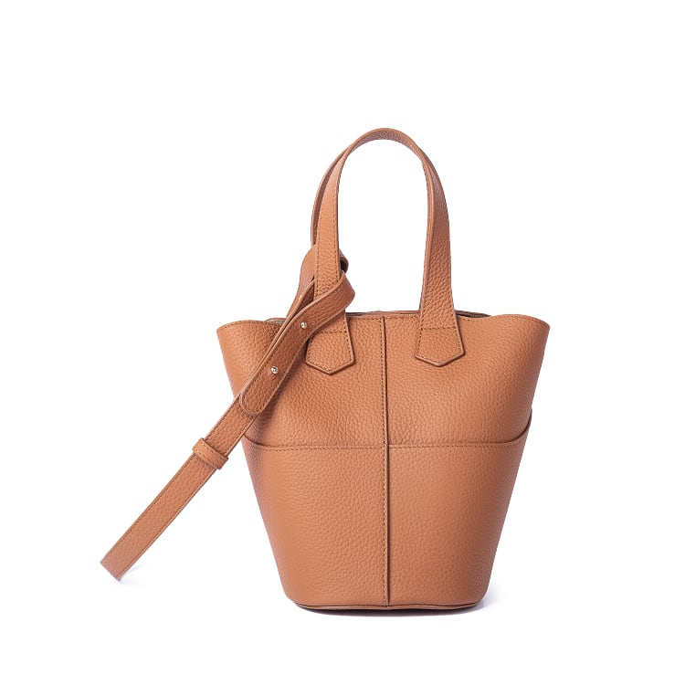 Brown Topl Grain Cow Leather Bucket Handbag | Crossbody Bag Handbag | Handbag