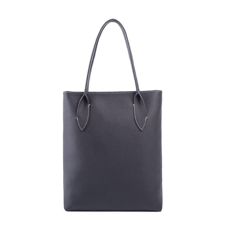 Bamboo Black Top Grain Cow Leather Tote Handbag | Shoulder Handbag
