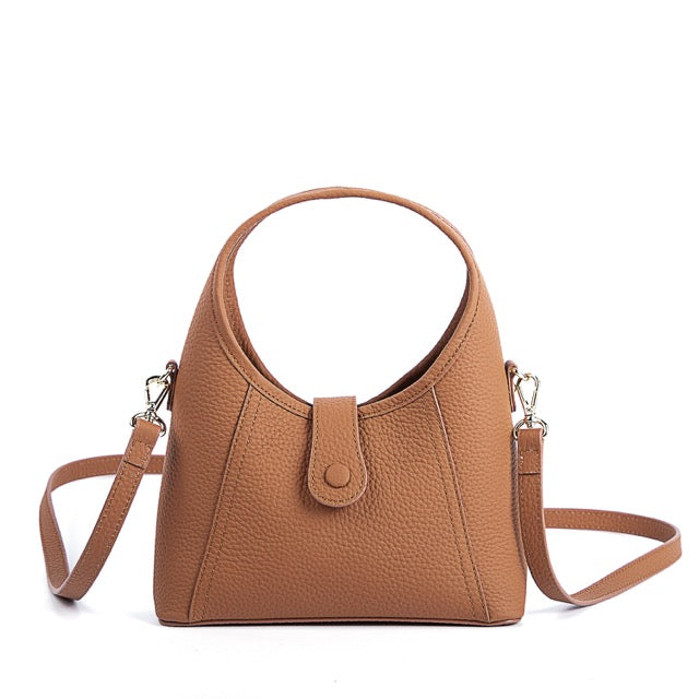Baguette Crossbody Bag Hobo Handbag | Top Handle Handbag | Curved Shoulder Handbag In Leather