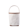The Row Style Large Park Tote Handbag In Cow Leather & Canvas Brown & White