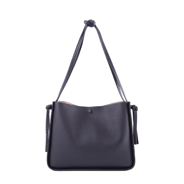 Black Top Grain Cow Leather One Shoulder Tote Handbag | Handbag | Shoulder Handbag