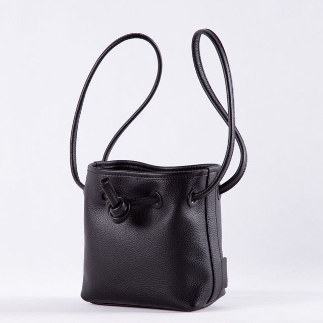 Bond Mini Drawstring Bucket Handbag | Top Handle Handbag In Leather