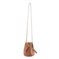 Brown Semi Handmade Top Grain Cow Leather Lock Mini Bucket Handbag | Crossbody Bag Handbag