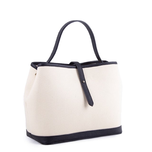 Commuter Crossbody Bag Tote Handbag | Top Handle Handbag In Leather & Canvas Black