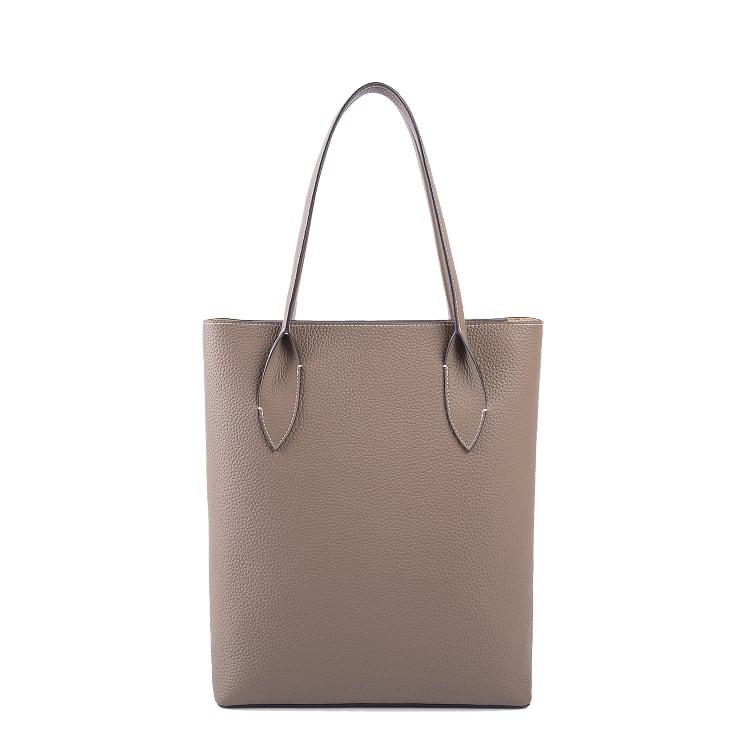 Bamboo Khaki Top Grain Cow Leather Tote Handbag | Shoulder Handbag