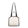 Square Tote Handbag | Top Handle Handbag | Crossbody Bag Handbag In Canvas & Leather Black & White