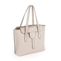 Beige Top Grain Cow Leather Large Capacity Commuter Shoulder Handbag | Tote Handbag