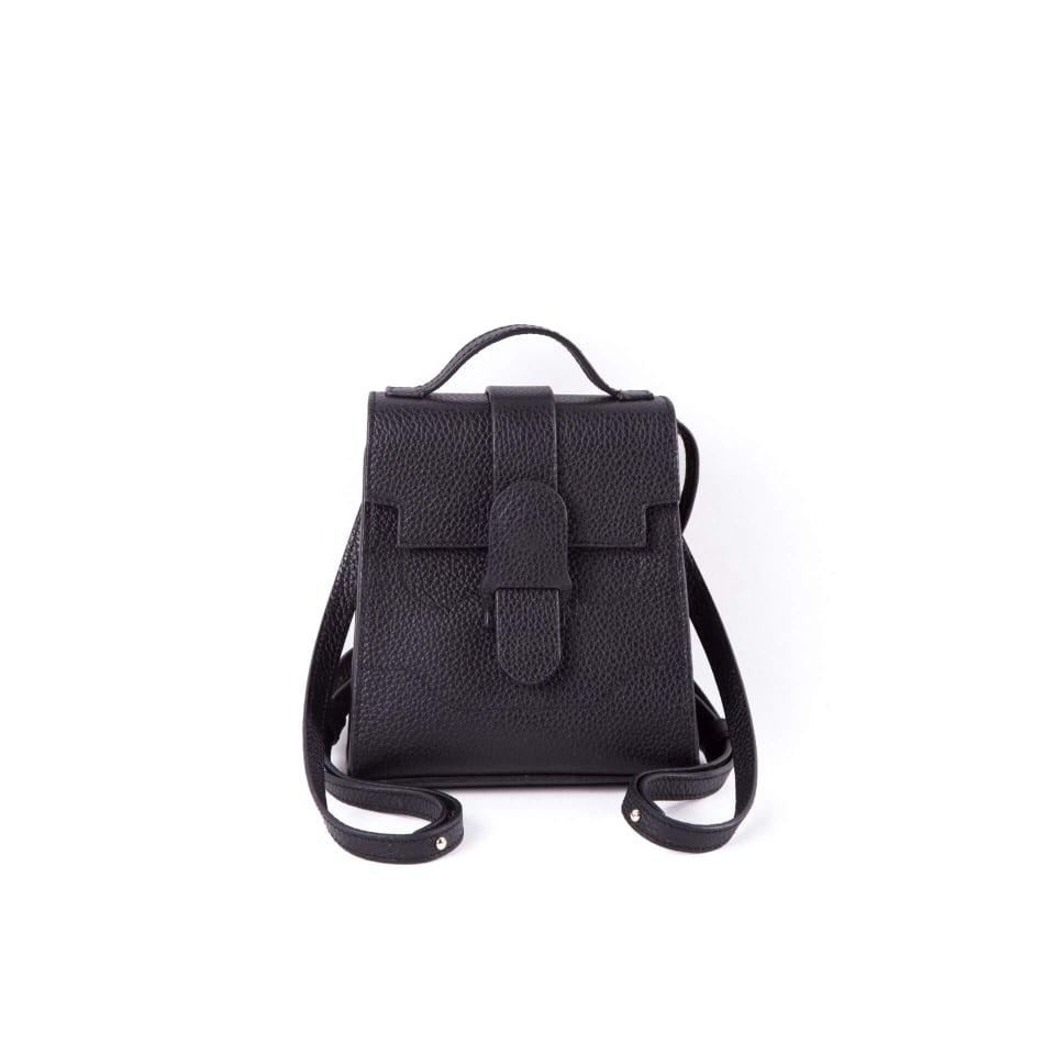 Alunna Style Mini Commuter Luxury Backpack | Handbag | Crossbody Bag Handbag In Leather Black