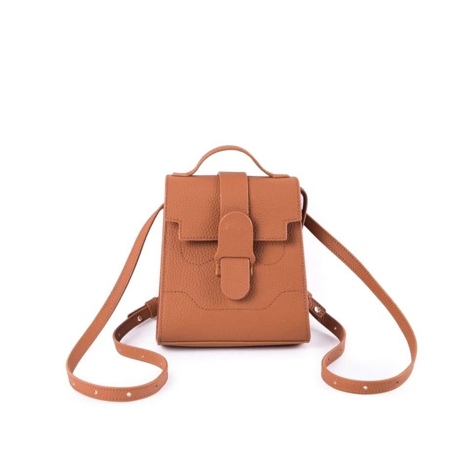 Alunna Style Mini Commuter Luxury Backpack | Handbag | Crossbody Bag Handbag In Leather Brown