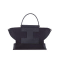 Ina Mini Tote Handbag In Leather & Canvas Black