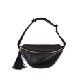 Black Top Grain Cow Leather Fanny Pack | Anti Theft Body Handbag