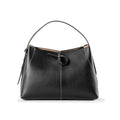 Black Top Grain Cow Leather Large Capacity Commuter Handbag | Handbag