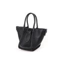 Mini Square Commuter Tote Handbag | Top Handle Handbag In Leather Black