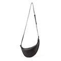 The Row Style Black Top Grain Cow Leathe Large Slouchy Banana Handbag | Curved Crossbody Bag Handbag