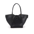 Large Square Commuter Tote Handbag | Top Handle Handbag In Leather Black