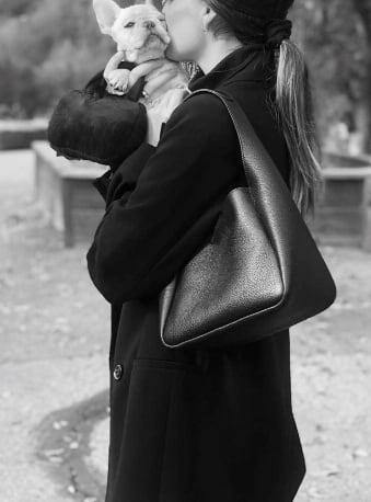 Prada Style Underarm Basket Shoulder Handbag | Hobo Handbag In Leather Black