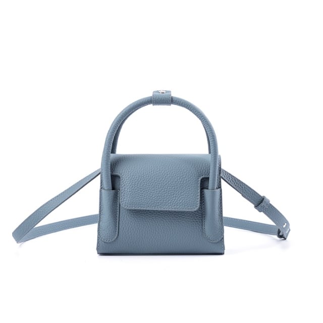 Smoke Blue Top Grain Cow Leather Small Square Handbag | Handbag | Crossbody Bag Handbag