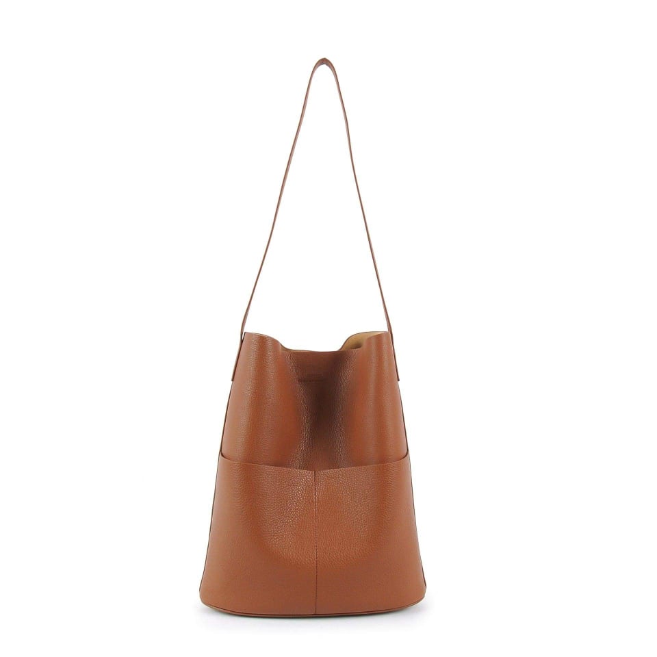 No.2 Brown Top Grain Cow Leather Bucket Handbag | Tote Handbag | Shoulder Handbag
