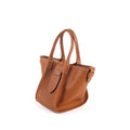 Mini Square Commuter Tote Handbag | Top Handle Handbag In Leather Brown