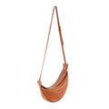 The Row Style Brown Top Grain Cow Leathe Large Slouchy Banana Handbag | Curved Crossbody Bag Handbag