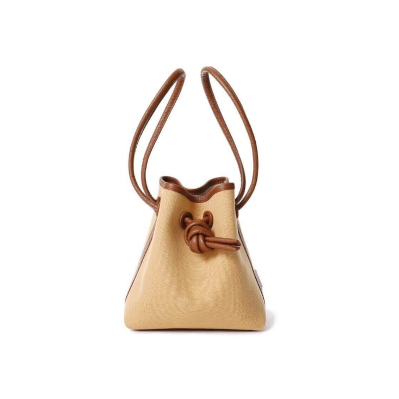 Bond Mini Drawstring Bucket Handbag | Top Handle Handbag In Canvas & Leather