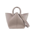 Grey Top Grain Cow Leather Large Capacity Square Bottom Bucket Tote Handbag | Handbag | Shoulder Handbag | Crossbody Bag Handbag