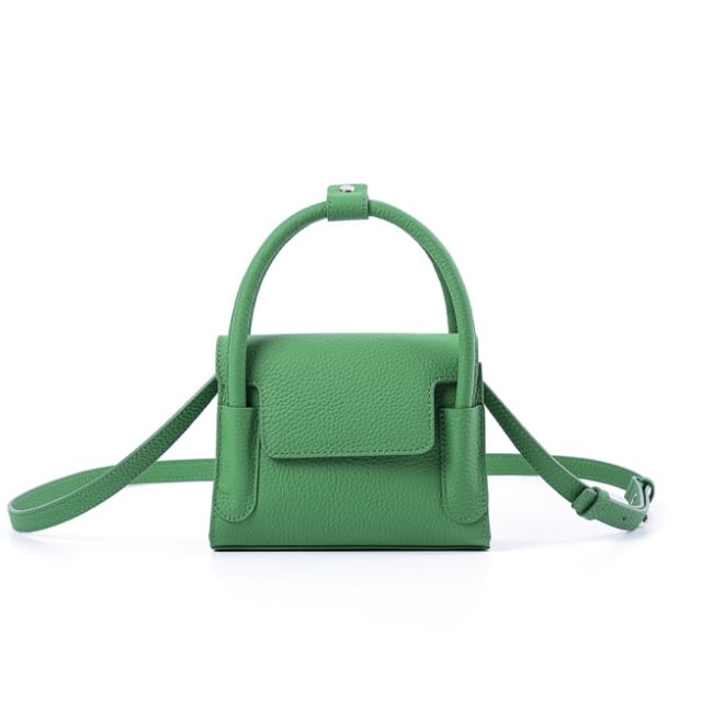 Green Top Grain Cow Leather Small Square Handbag | Handbag | Crossbody Bag Handbag