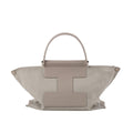 Ina Mini Tote Handbag In Leather & Canvas Khaki