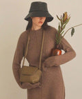 Grey Top Grain Cow Leather Single Shoulder Slant Mini Handbag