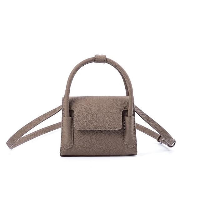 Khaki Top Grain Cow Leather Small Square Handbag | Handbag | Crossbody Bag Handbag