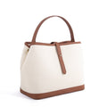 Commuter Crossbody Bag Tote Handbag | Top Handle Handbag In Leather & Canvas Brown