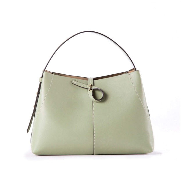 Matcha Green Top Grain Cow Leather Large Capacity Commuter Handbag | Handbag