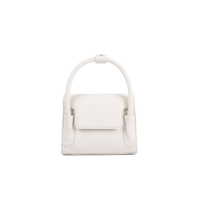 White Top Grain Cow Leather Small Square Handbag | Handbag | Crossbody Bag Handbag